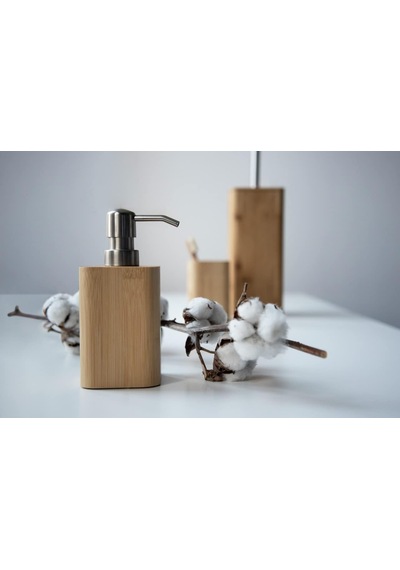 Bambu Tuvalet Fırçası Tutucu, Metal, Ahşap, 37,5 X 11 X 11 Beyaz - Çok Renkli
