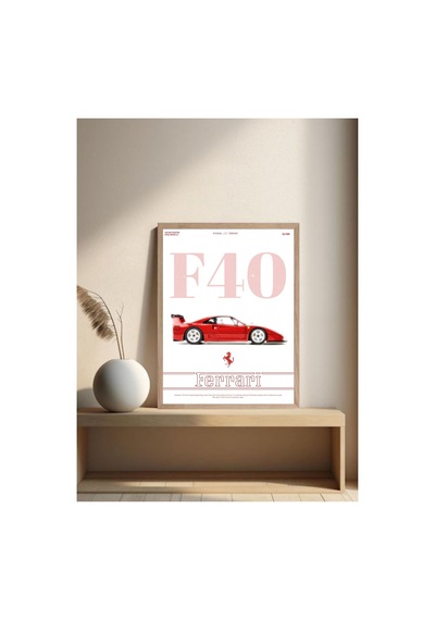 Ferrari F40 Ahşap Çerçeveli Tablo Çok Renkli - 864564008 Çok Renkli