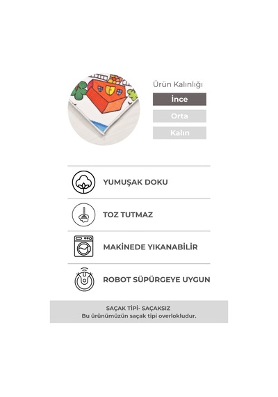 Trafik Desenli Çocuk Halısı Yumuşak,tozumaz, Premium Kaymaz Taban Halı Çok Renkli
