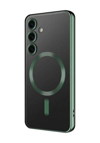 Galaxy S24 Plus Kılıf Kamera Korumalı M-safe Wireless Şarj Özellikli Zore Demre Kapak Koyu Yeşil