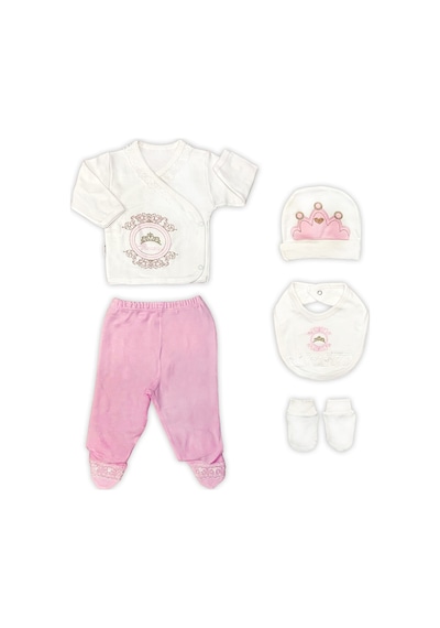Sema Baby Prenses Lüks 5 Parça Hastane Çıkışı Zıbın Seti Çok Renkli