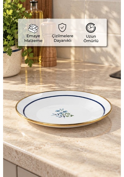 Bernardo Sapphire Emaye Servis Tabağı 21 Cm Beyaz - Pembe