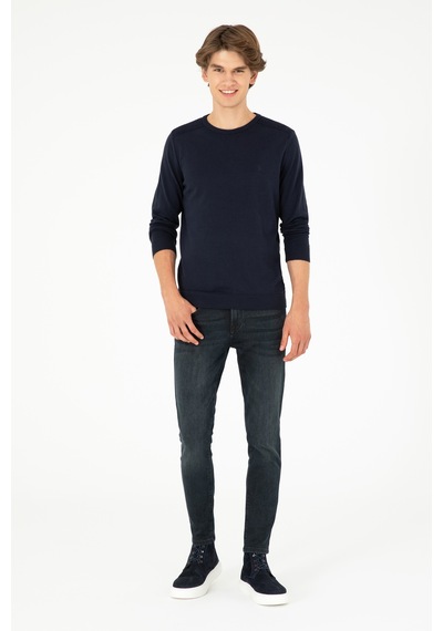 U.S. Polo Assn. Erkek Slim Fit Bisiklet Yaka Lacivert Basic Kazak 50288888-VR033