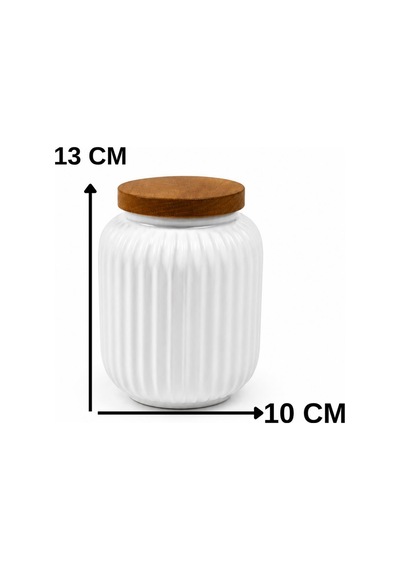 3 Lü Ahşap Kapaklı Kavanoz Seti Çay Kahve Şeker Baharatlık Bakliyat Saklama Kabı Mutfak Düzenleyici Beyaz