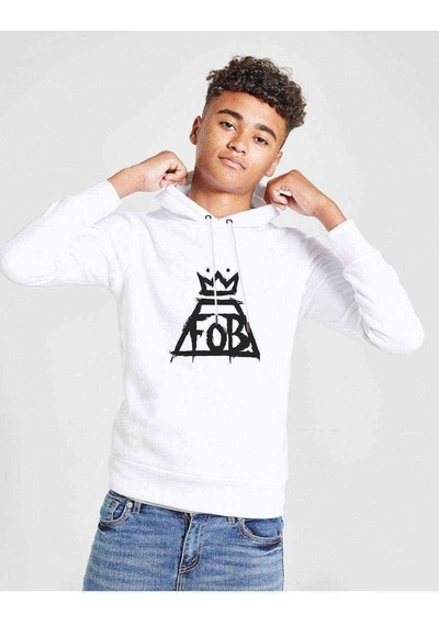 Tshirthane Fall Out Boy Chicago Baskılı Unisex Çocuk Kapüşonlu Beyaz Sweat
