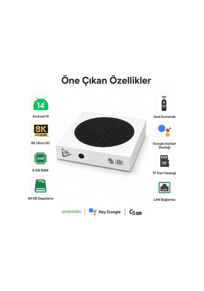 PELL C5 PRO 8K Android 14 TV Box 4GB 64GB, Wi-Fi 6 Smart Media Player