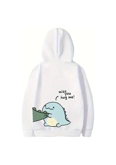 Zenna Tarz Sevgililer Günü Baskılı Oversize Kapüşonlu Sweatshirt Hoodie - Beyaz