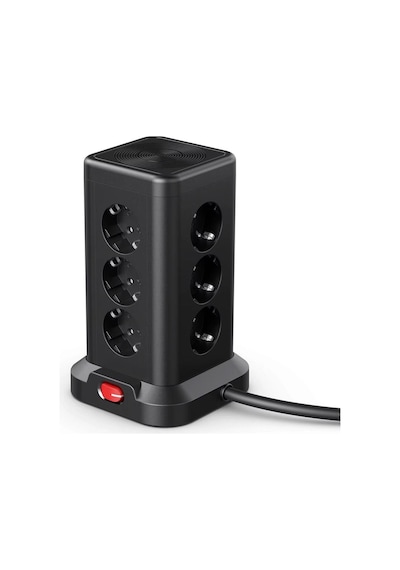 Akım Korumalı Priz Kablosuz Şarj İstasyonu 11x Soket 3x Usb 1xtype-c Kablolu Grup Priz Çoğaltıcı 2 M