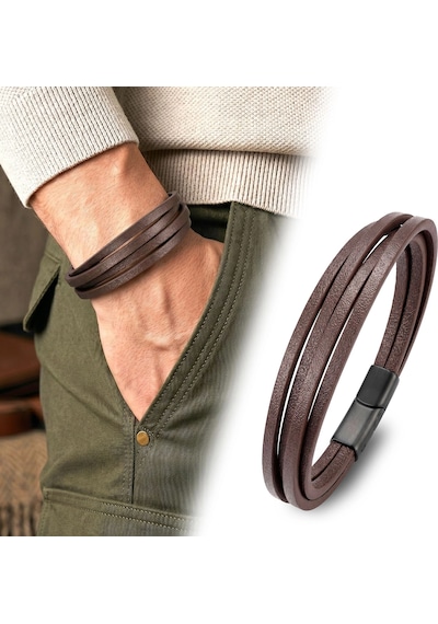 Moncuk Design Kahverengi 4 Lü Pu Deri Çoklu Bileklik - Zamak Kilit 33513b10d7 Çok Renkli