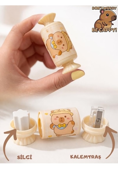 Sevimli Yıldız Temalı Kırtasiye Seti/peluş Kalem Kutusu, Hb Kalem, Silgi, Washi Bantlar, Kalemtıraş Gri - Pembe