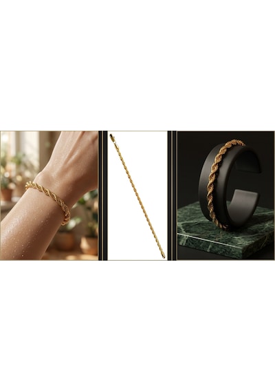 Cm Jewelry 14k Altın Görünümlü 19cm Kaliteli - Antialerjik Pirinç Kadın Bileklik