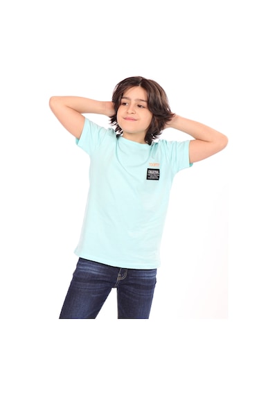 Toontoy Kids Toontoy Erkek Çocuk Göğsü Arma Detaylı Tişört Su Yeşili