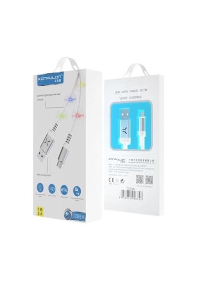 Konfulon Dc09 Ses Duyarlı Işıklı Micro Usb Kablo 1m 2a - Siyah Belirtilmemiş