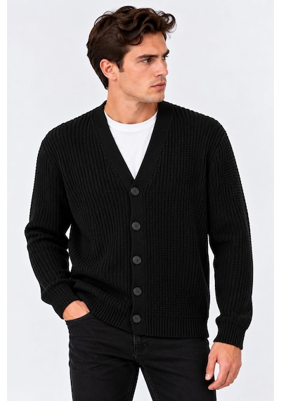 Classics Men Günsa Comfort Fit Erkek Tam Düğmeli Triko Ceket - 7833 Siyah Classics Men Günsa Comfort Fit Erkek Tam Düğmeli Triko Ceket - 7833 Siyah