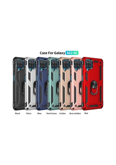Samsung Galaxy Uyumlu A22 Kılıf Sofya Yüzüklü Silikon Kapak - Gümüş Bz8683140289027