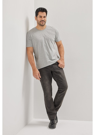AC&Co / Altınyıldız Classics 4A4800000001GMJXS Slim Fit Bisiklet Yaka Pamuklu Erkek Tişört Gri Melanj