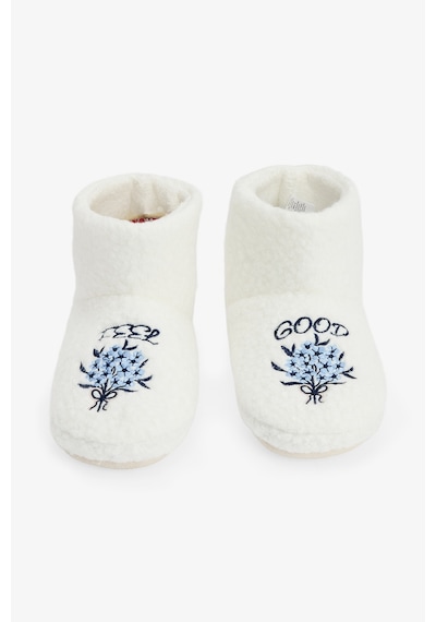 Diğer Kırık Beyaz Feel Good Slogan Nakışlı Ev Patiği