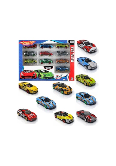 10lu Speed Racer Metal Araba 10 Adet Metal Yarış Arabası Karışık Renkler Ve Modeller