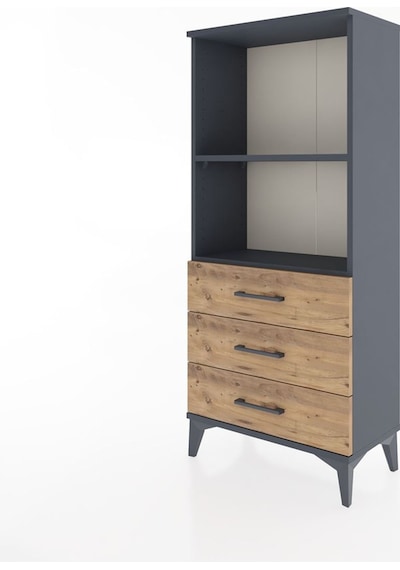 Hyperion Dolap 2 Raflı 3 Çekmeceli 60x44x134 Antrasit-çam Antrasit