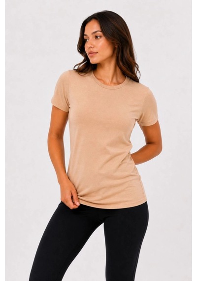 Wear Vexel Kadın Basic Tişört Bisiklet Yaka Kısa Kol Günlük Yazlık Slim Fit T-shirt - Bej Bej Wear Vexel Kadın Basic Tişört Bisiklet Yaka Kısa Kol Günlük Yazlık Slim Fit T-shirt - Bej Bej