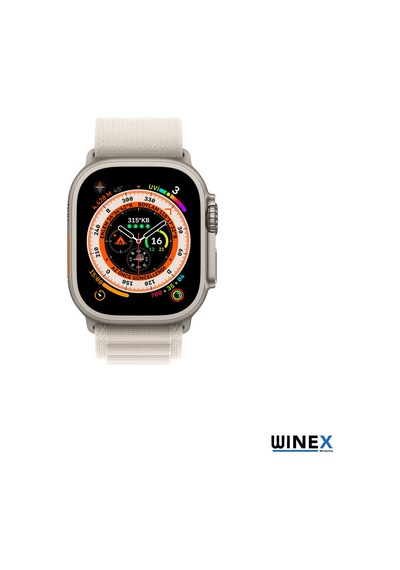 Winex 42-44mm Yeni Nesil Apple Uyumlu Akıllı Saat Kordonu Hasır Kancalı Beyaz