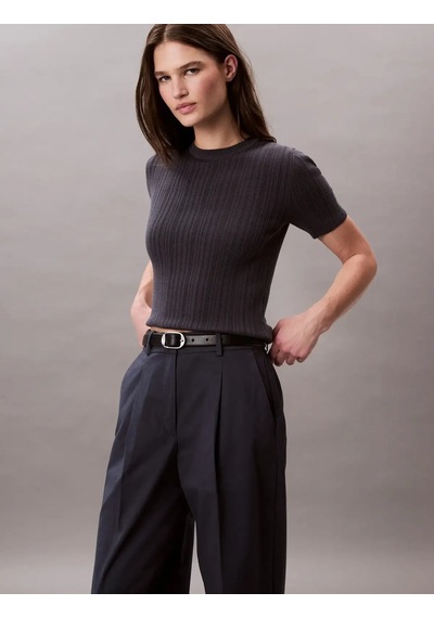Calvin Klein Cotton Chıno Pleated, Cge Siyah Kadın Pantolon
