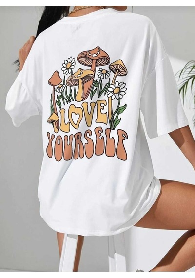 Kozia Outdoors Malkoçbey Love Yourself Baskılı T-şhirt Beyaz Beyaz