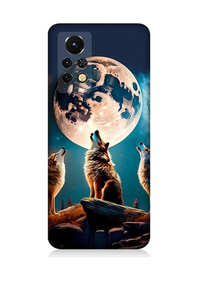 İnfinix Note 11s Uyumlu 3 Kurt Ve Dolunay Desenli Silikon Kılıf
