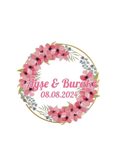 Kış Meyveli Yapraklı Kare Etiket Kına Nişan Düğün 3x3 Cm Özel Etiket / 50 Adet Sticker Beyaz
