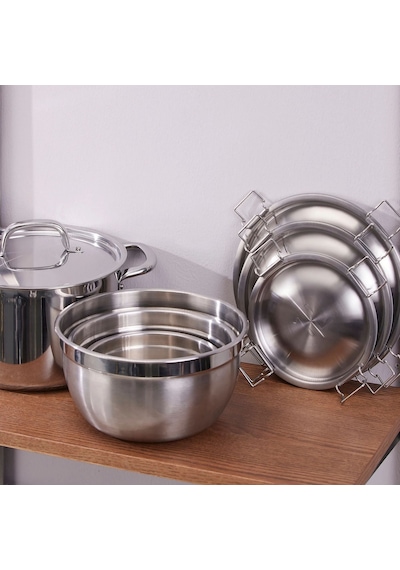 Ikea Cıklıd 3'lü Paslanmaz Çelik Saklama Kabı Seti 1 / 2 / 3 L Krom