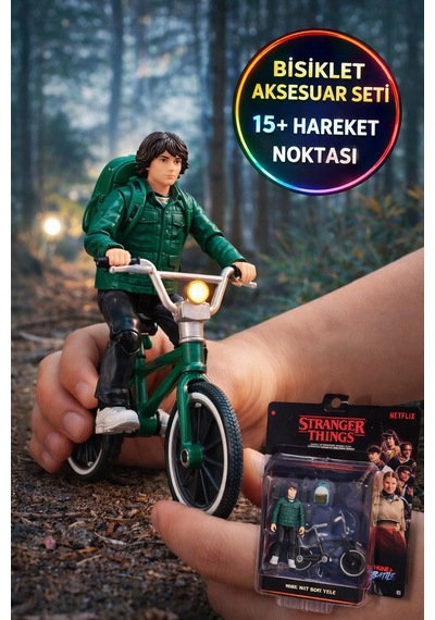 Stranger Things Mike Wheeler Bisikletli Figür 10 Cm Aksiyon Koleksiyon Oyuncak
