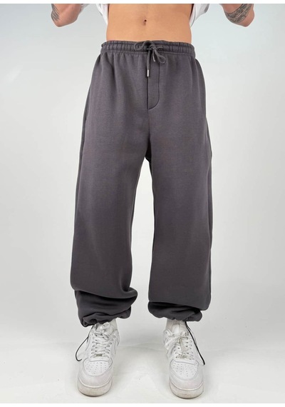 Zaee Basic Kışlık Kumaş Ayarlanabilir Paça Baggy Eşofman Altı Füme
