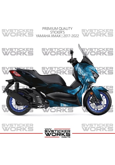 Yamaha Xmax Kaplama Sticker Blue Punisher Design Motor Kaplama Modeli Hazır Kit 2017-2022 Uyumlu