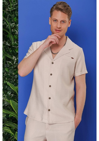 Efor G 1549 Slim Fit Bej Klasik Gömlek Bej