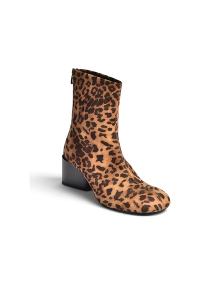 Fox Shoes Z920234002 Leopar Süet Kalın Topuklu Kadın Bot Kahverengi