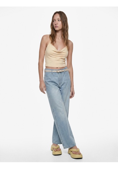 Koton Yüksek Bel Pamuklu Kemerli Kısa Geniş Paça Denim Pantolon - Wide Leg Jean Bleach 6sal40096md Açık Mavi Koton Yüksek Bel Pamuklu Kemerli Kısa Geniş Paça Denim Pantolon - Wide Leg Jean Bleach 6sal40096md Açık Mavi
