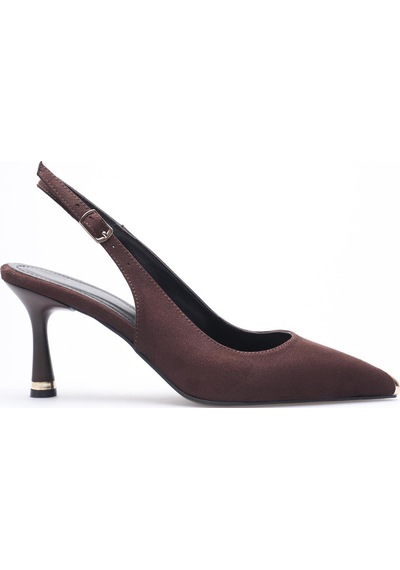 Esatsani Kahverengi Süet Arka Açık Sivri Burun Gold Burunluk Detaylı 9 Cm Topuk Sret Stiletto Kadın Ayakkabı Kahverengi Süet Esatsani Kahverengi Süet Arka Açık Sivri Burun Gold Burunluk Detaylı 9 Cm Topuk Sret Stiletto Kadın Ayakkabı Kahverengi Süet