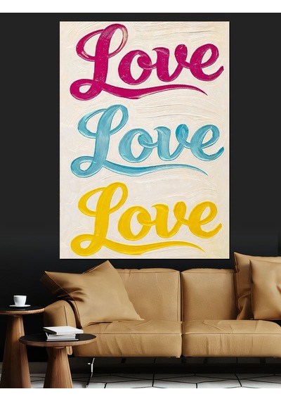 Ahşap Tablo Renkli Love Yazısı Posteri