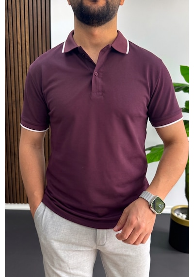 Erkek Soft Kumaş Polo Yaka Tişört Bordo Edw506