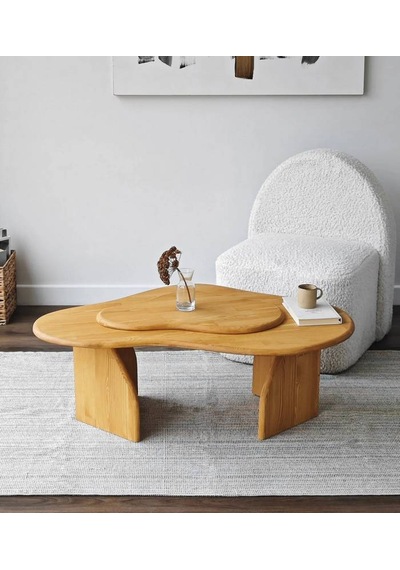 Meltedi Masif Ağaç Tasarım Orta Sehpa 96 X 65cm Teak