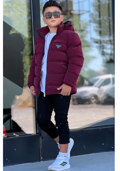 Pina Kids Erkek Çocuk Çıkarılabilir Kapüşonlu Su Geçirmez Nova Kışlık Mont Km4012 Bordo