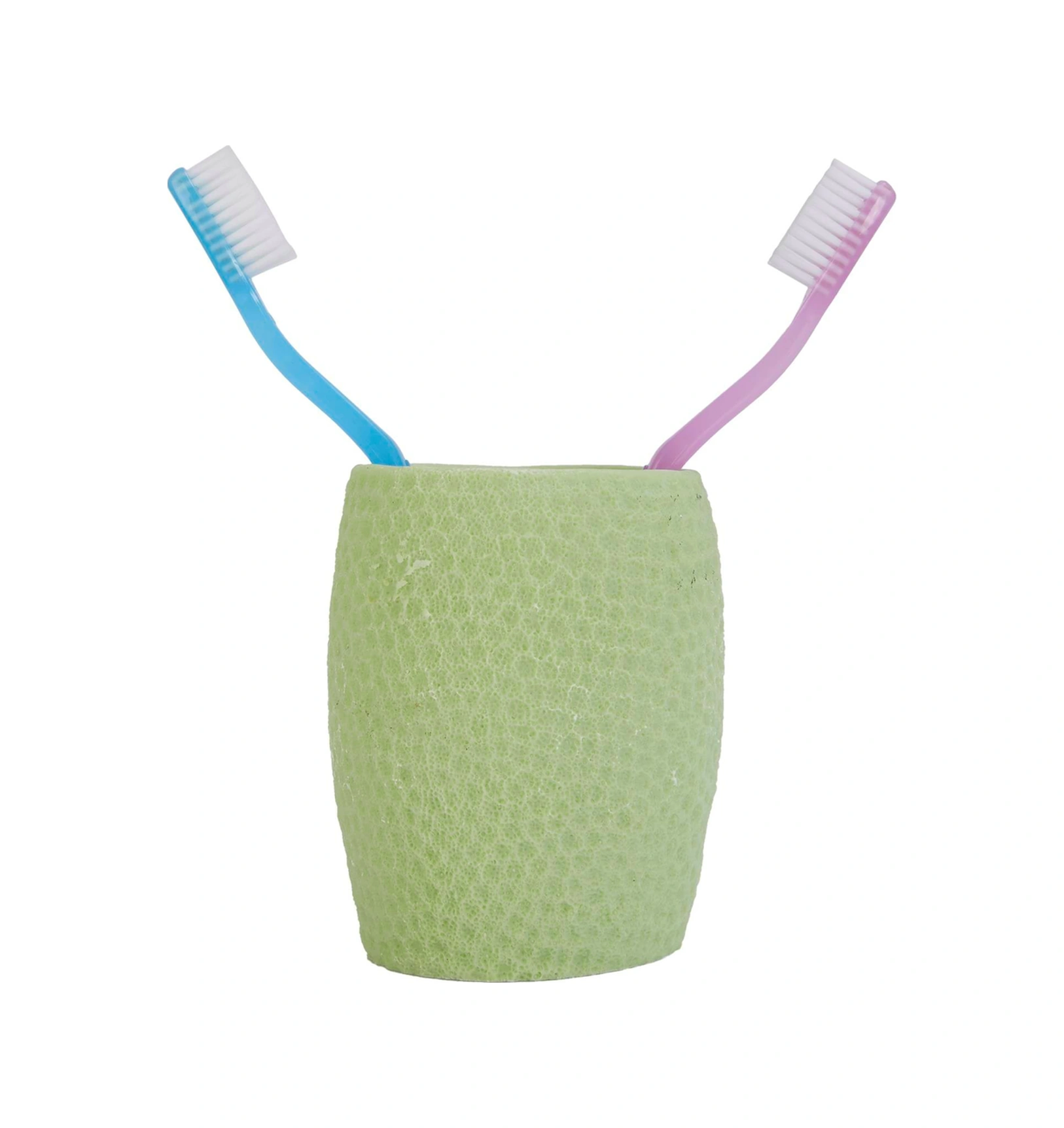 2 Adet Diş Fırçalık,macunluk Yeşil Petek Desenli Poliresin 8x8x10cm 400ml Banyo Seti Çok Renkli