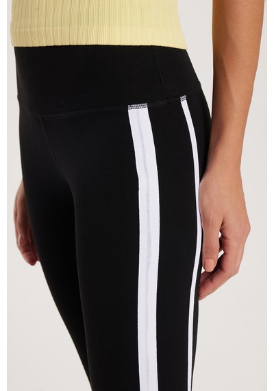 Tudors Kadın Slim Fit Dar Kesim Çizgili Dar Paça Siyah Tayt-33638 siyah