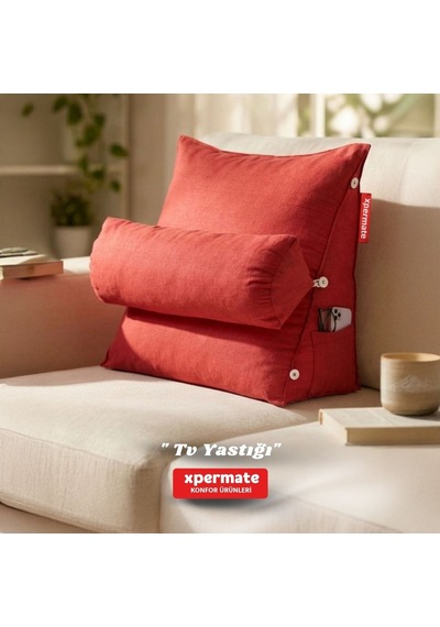 Xpermate Sırt, Bel, Boyun Destekli TV Okuma Yastığı Ameliyat Sonrası Kırmızı