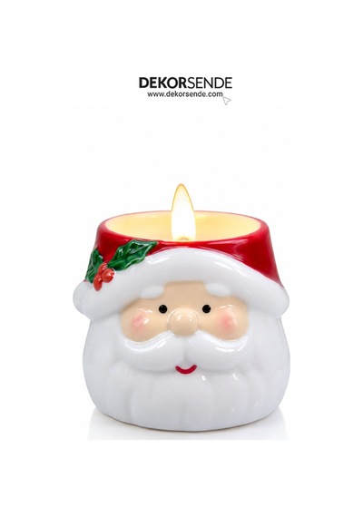 Yılbaşı Pilli Mum Noel Baba Beyaz 10 Cm