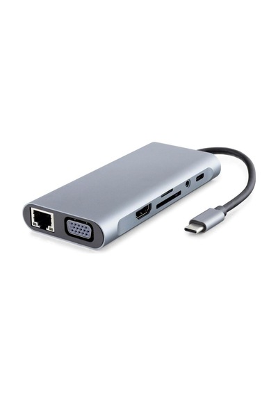 Büro Ev Ofis Cihazları İçin 11port Typec Hdtv Hdmı 4xusb3 Vga Audıo Lan Tf Sd Dönüştürücü