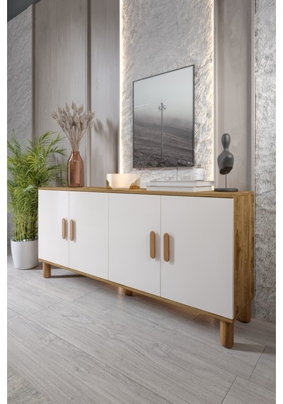 Bohem Serisi Riva Modern 160 Cm 4 Kapaklı Salon Konsolu - Aytaşı Ceviz