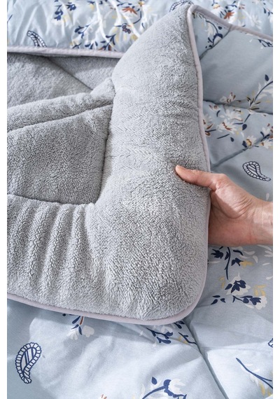 Rivaistanbul Gri Çiçekli Loura Çift Kişilik Çift Taraflı Lüx Wellsoft Yorgan Seti 195x215 Cm Gri