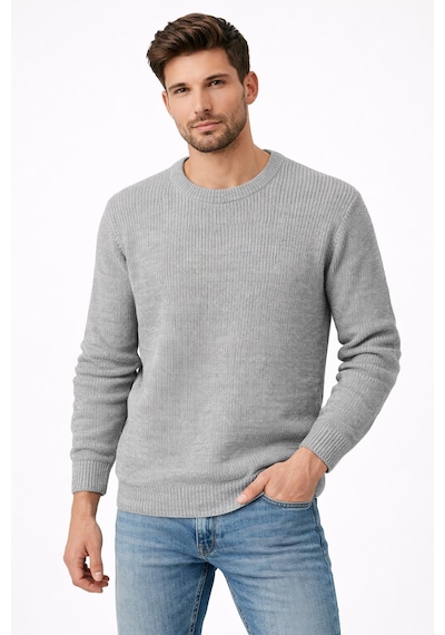 Classics Men Turbulance Slim Fit Bisiklet Yaka Uzun Kol Erkek Triko - 7529 Gri