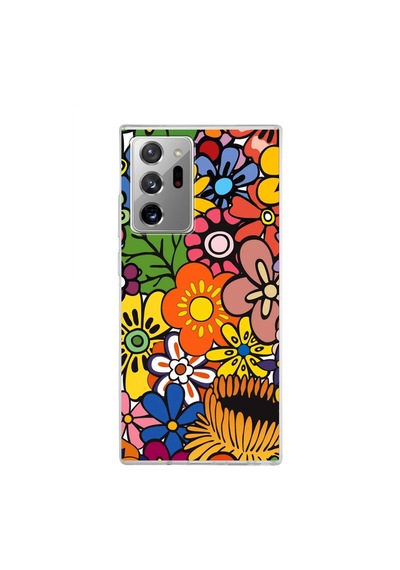 Samsung Galaxy Note 20 Ultra İle Uyumlu 1mm Slim Fit Retro Colors 2 Baskılı Şeffaf Kılıf Şeffaf